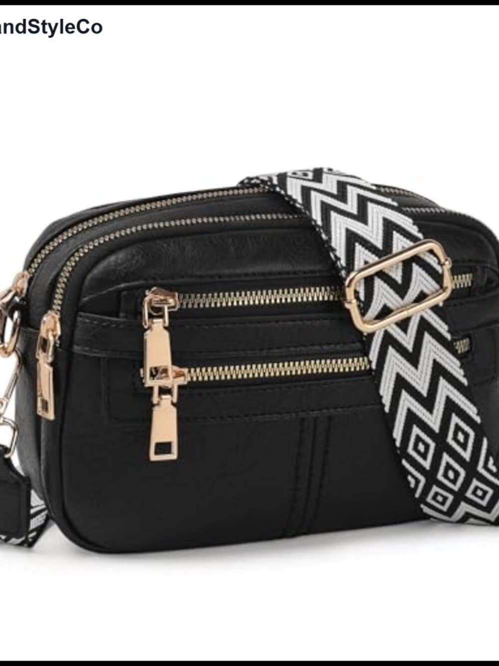 Vegan Leather Crossbody Bag 6 Pockets Adjustable Strap Travel Purse